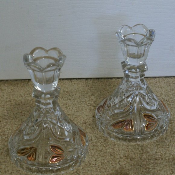 Set of 2 Crystal Candle Anna Hutte Bleikristall Tiara Germany Sticks Tapers - Picture 1 of 7